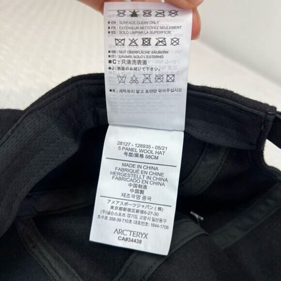 NEW Arc'teryx Wool Calidum 5 Panel Cap Hat Black Heather Logo One Size Unisex - Picture 11 of 11